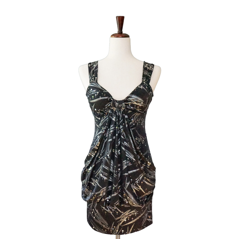 VTG Y2K TABOO Sequin Babydoll Bubble Hem Dress S Whimsigoth Festival HOCO Goth